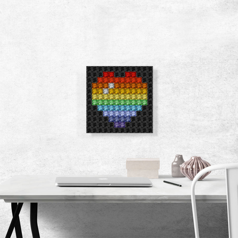 Rainbow Gay Love Heart Black Jewel Pixel