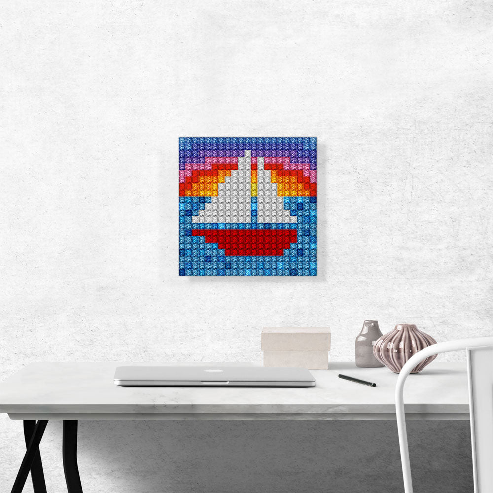 Sailboat Blue Water Sunrise Jewel Pixel