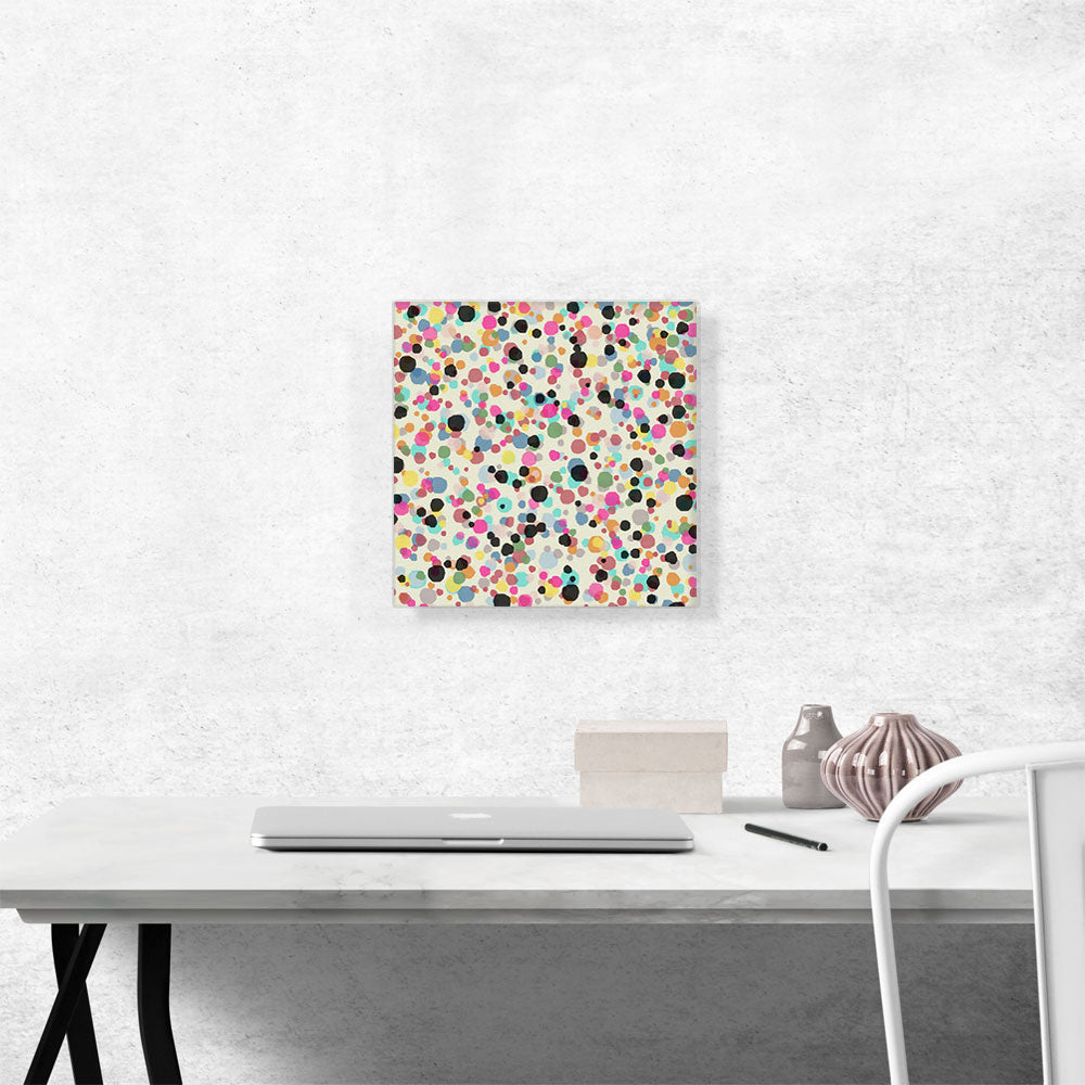 Pink Teal Black Yellow Spots Square