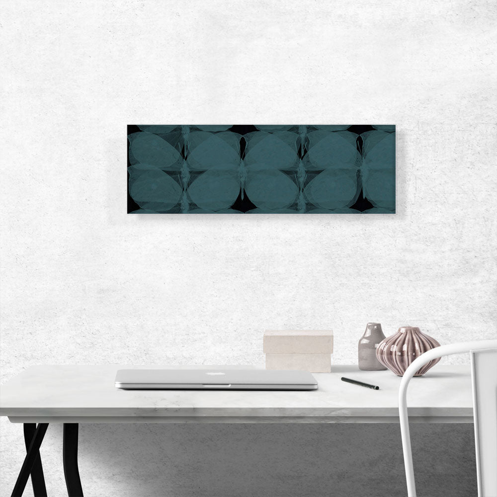 Dark Teal Butterflies Modern Panoramic
