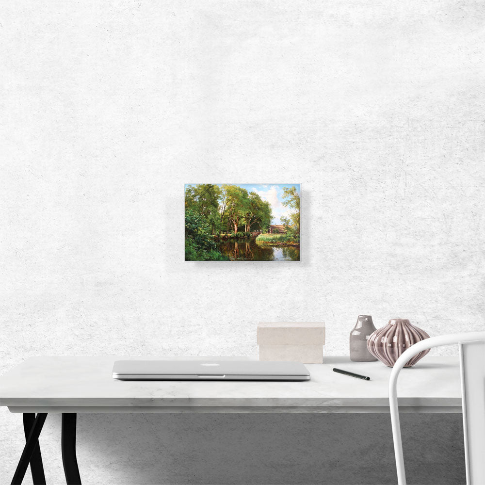 Forest Scenery With a House By a Stream