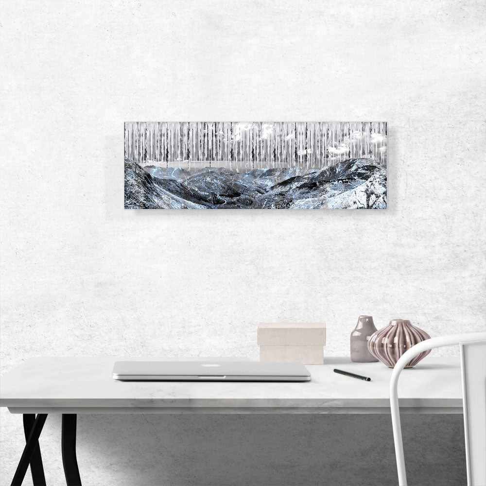 Mountain Range in Albania Blue Paint Drips
