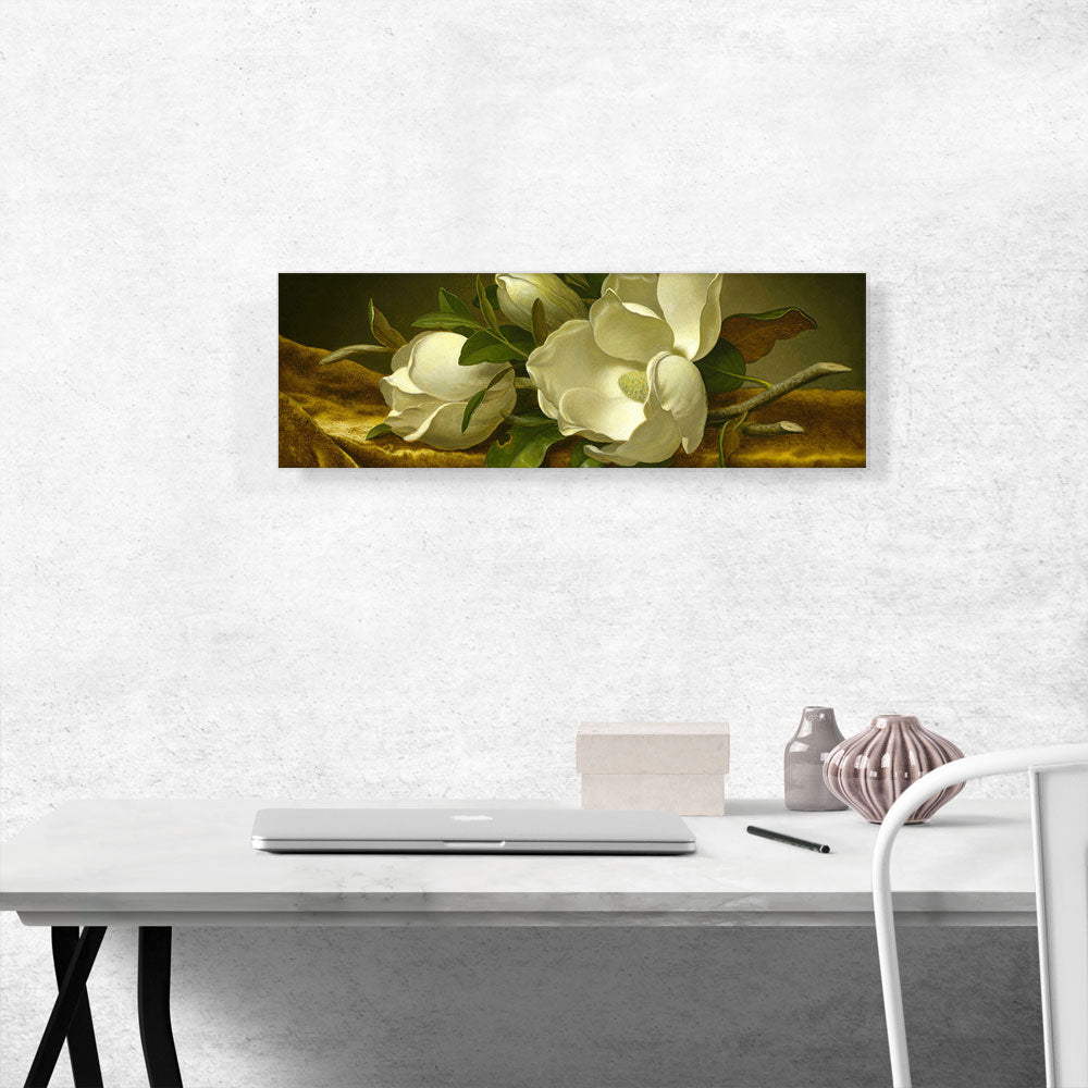 Magnolias on Gold Velvet Cloth Panoramic