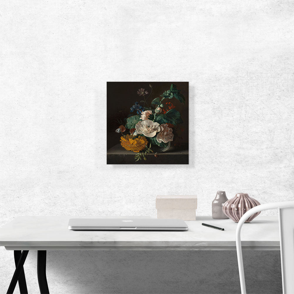Floral Still Life With Hollyhock And Marigold 1718