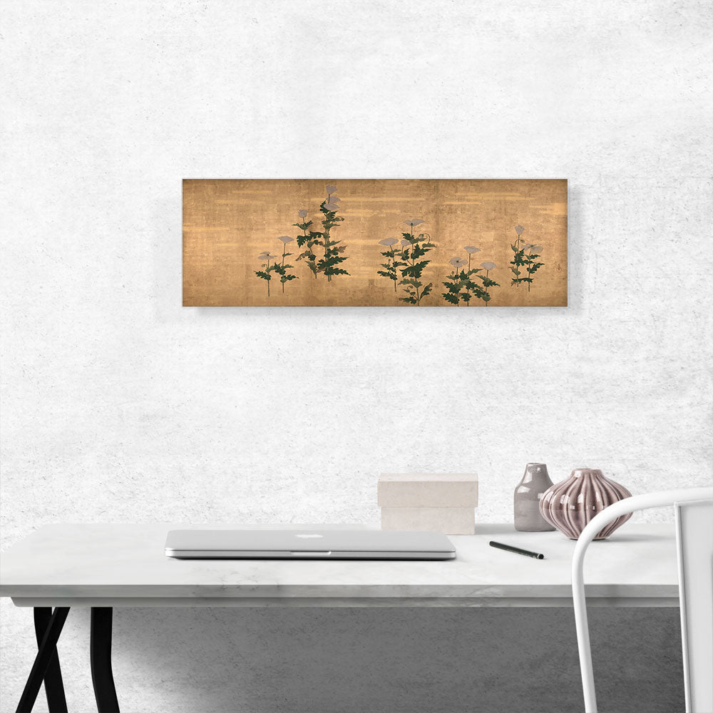 White Poppies On Gold Ground Edo Period