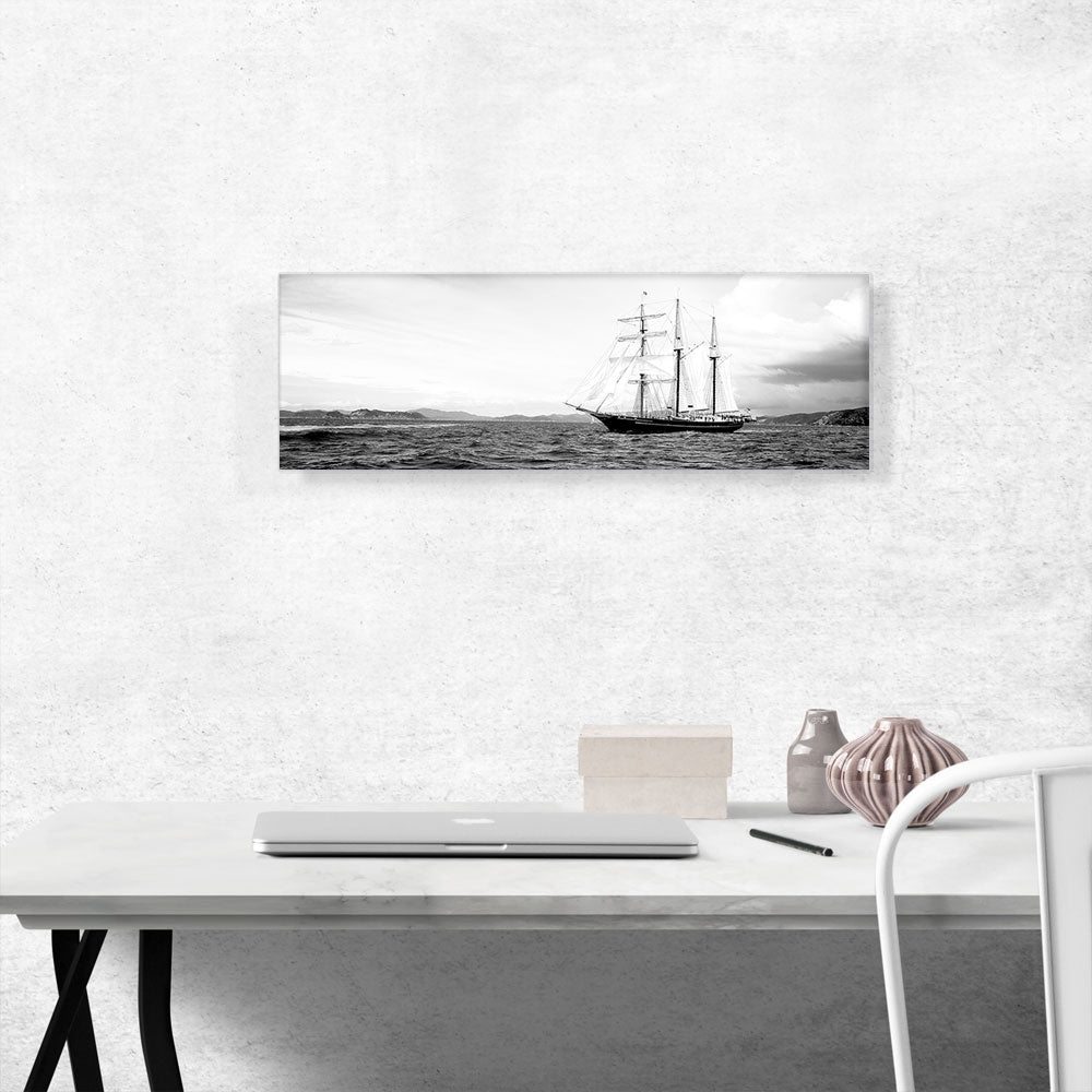 Old Boat In Ocean Home Decor Panoramic