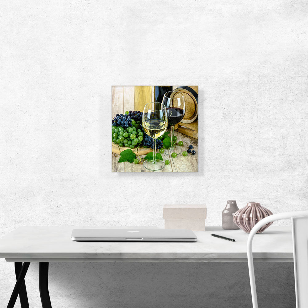 Wine Glass With Grapes Home Decor Square