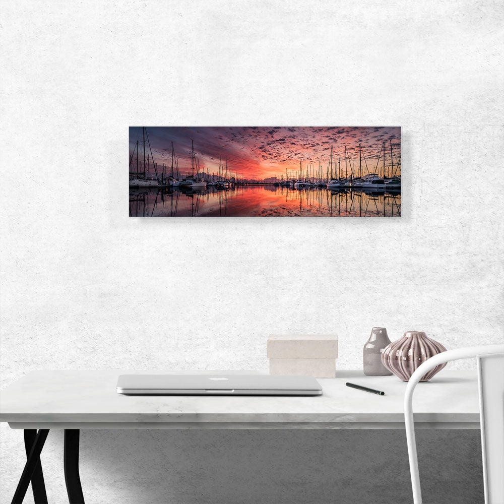 Yachts Sunset Home Decor Panoramic