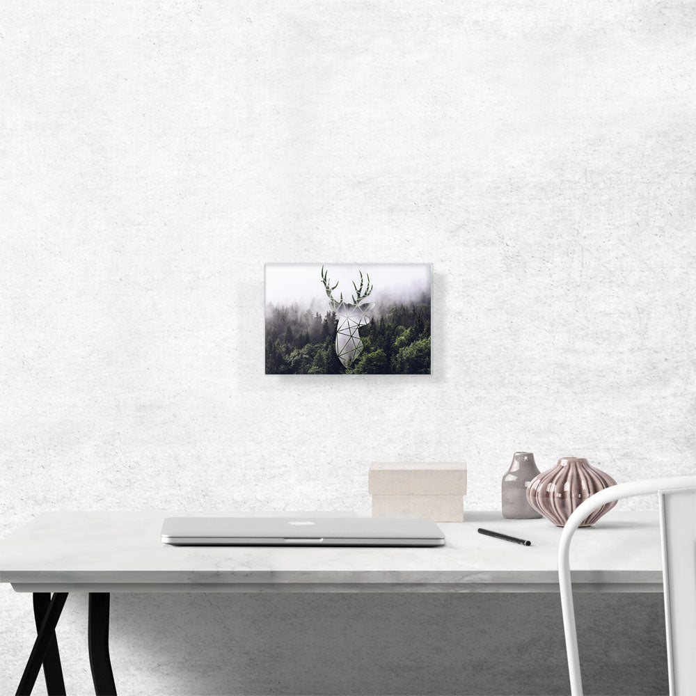 Foggy Forest Woods Canopy Deer Silhouette