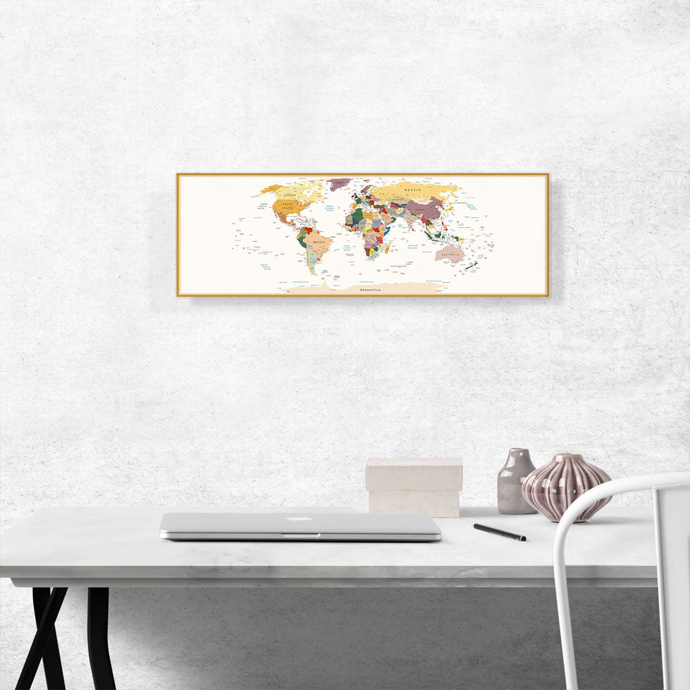 World Map Earth Tone Panoramic