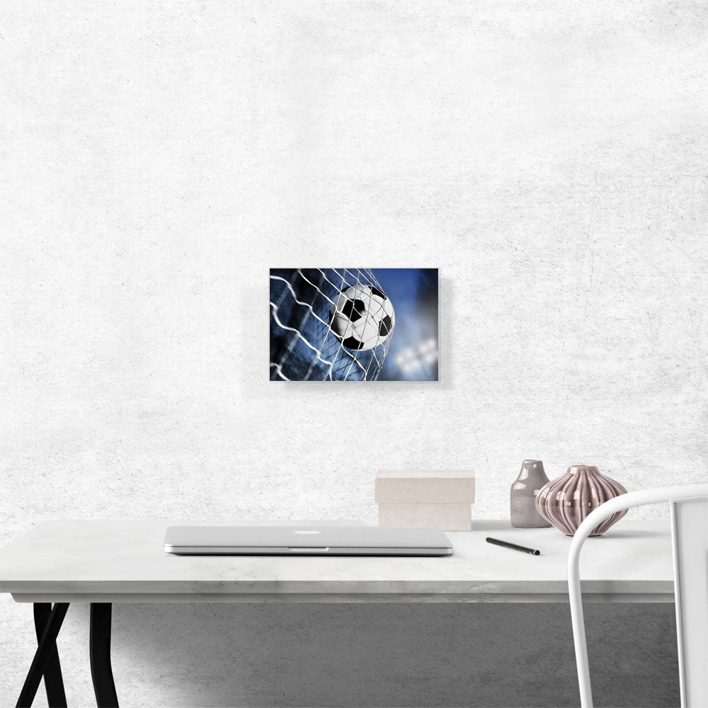 Soccer Ball Scores in Goal Net