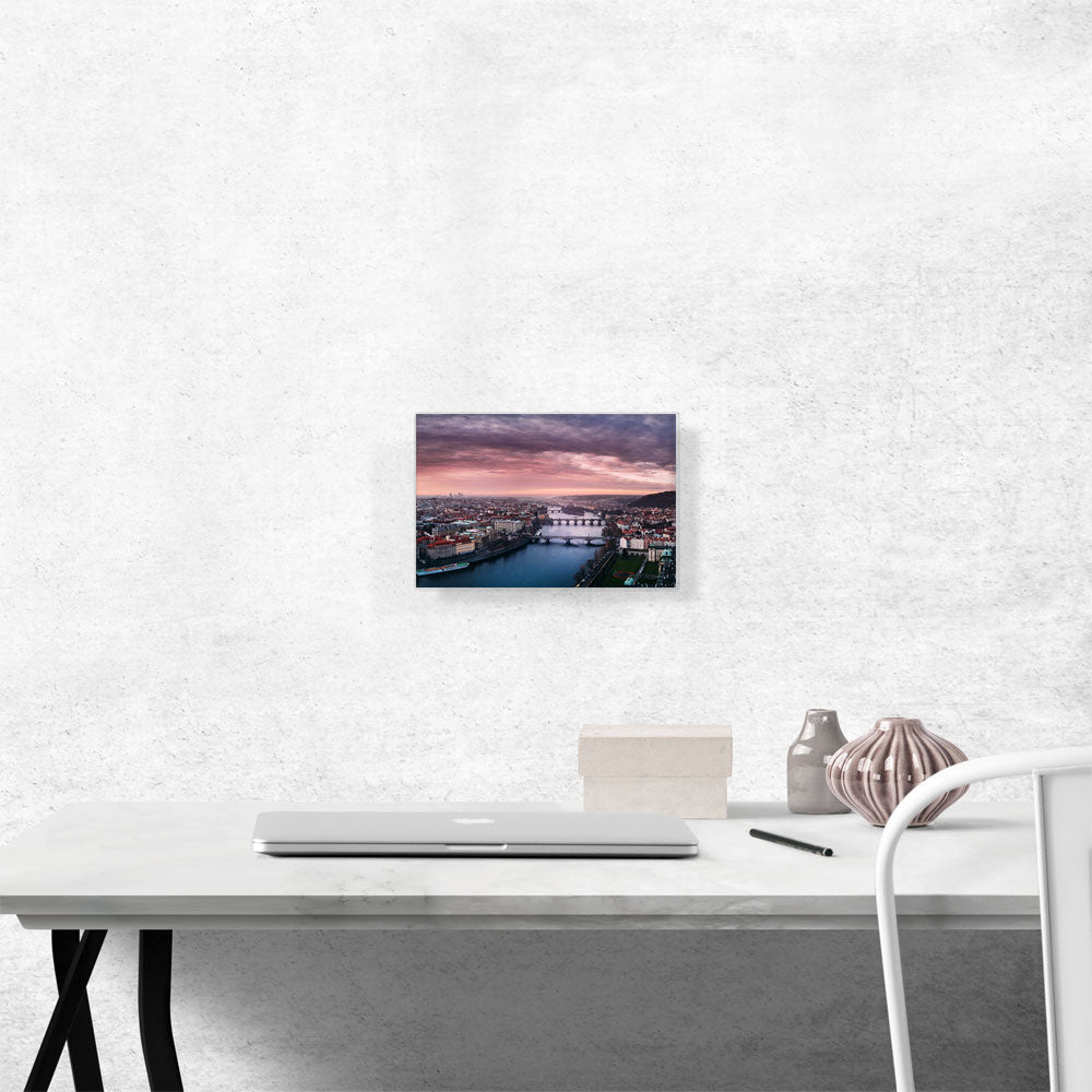 Prague Czech Republic Skyline Salmon Sunset