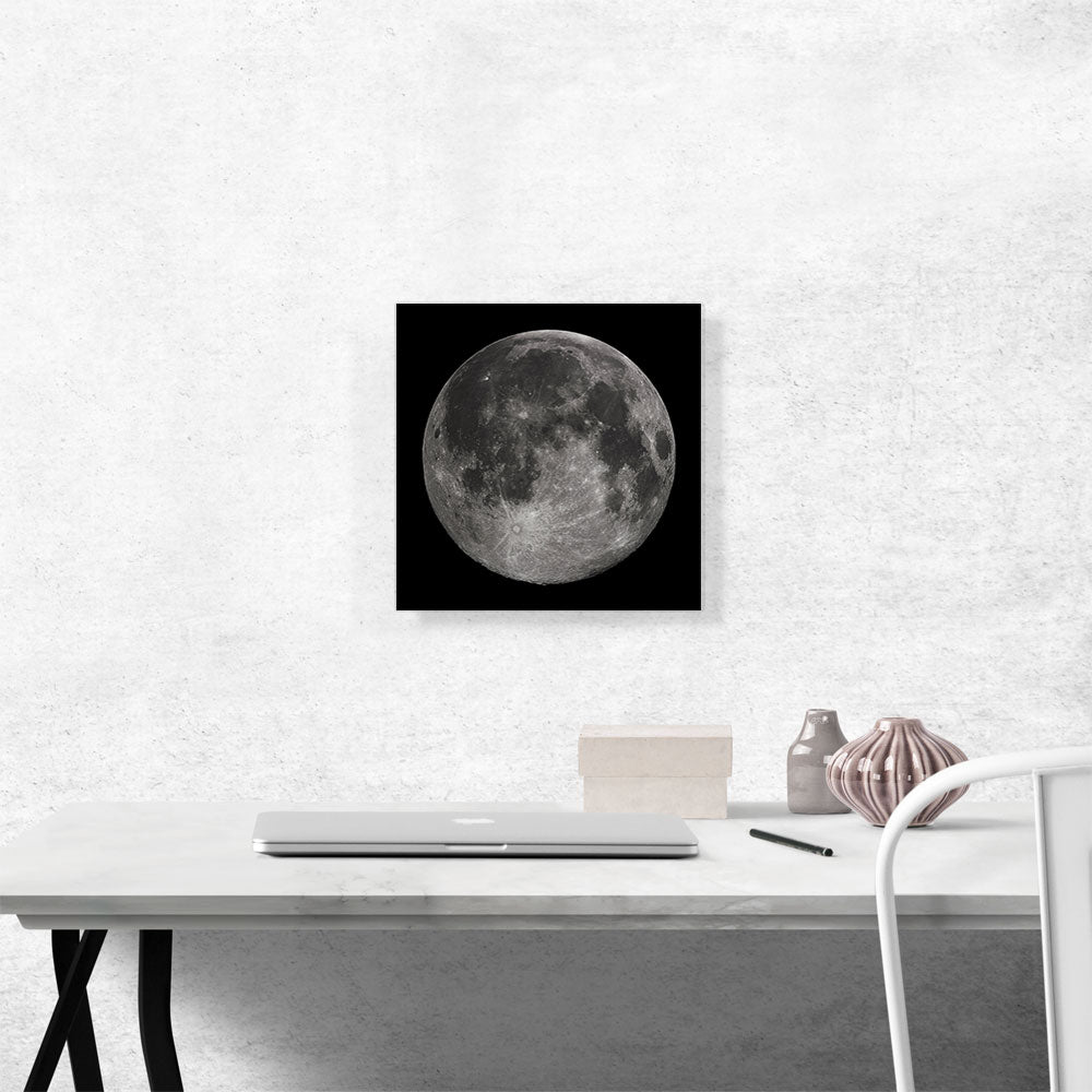 Full Moon at Night With Craters Stark Gray