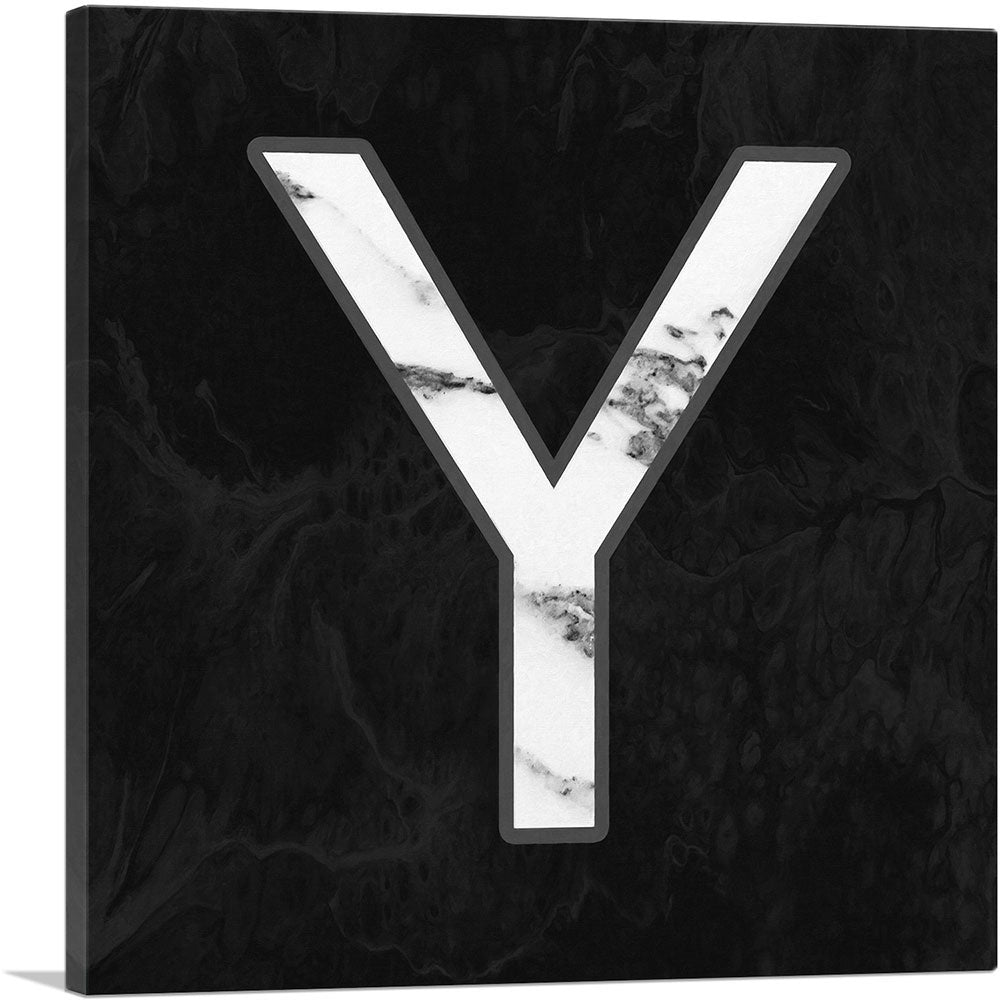 Classy Black White Marble Alphabet Letter Y
