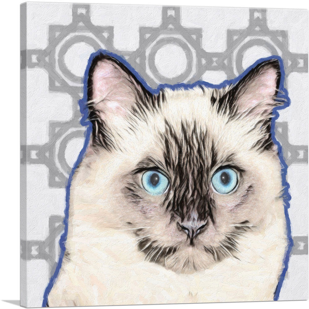Balinese Cat Breed Blue Outline