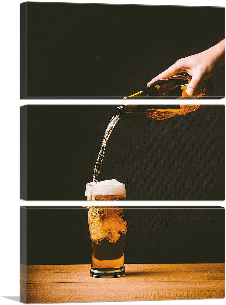 Beer Pouring Glass and Bottle Bar decor