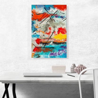 Abstract Teal Orange Yellow
