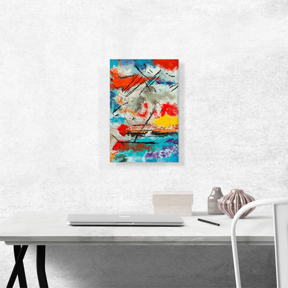 Abstract Teal Orange Yellow