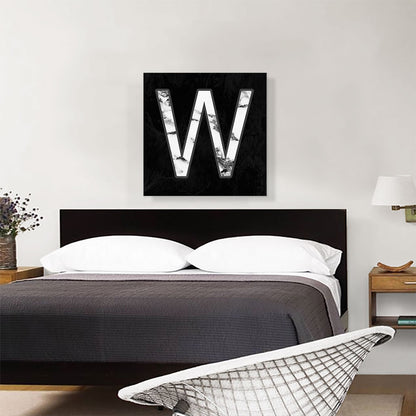 Classy Black White Marble Alphabet Letter W