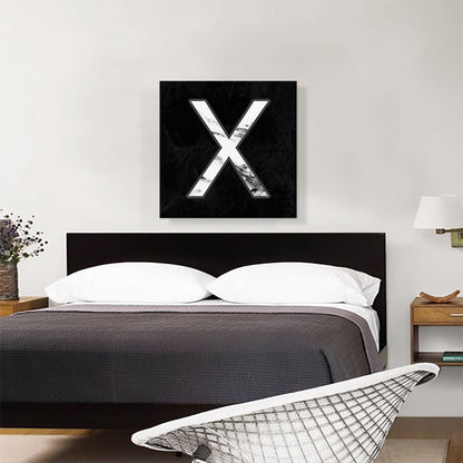 Classy Black White Marble Alphabet Letter X