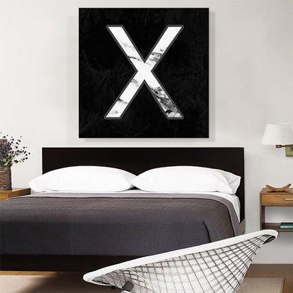 Classy Black White Marble Alphabet Letter X