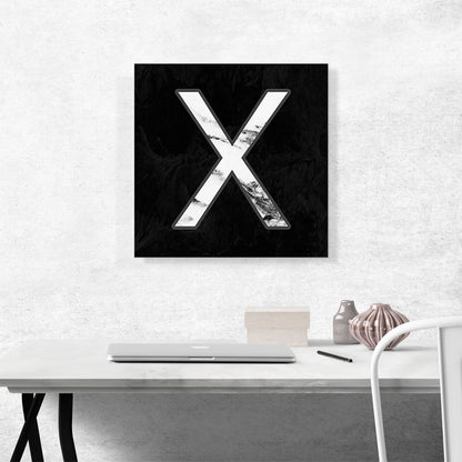 Classy Black White Marble Alphabet Letter X
