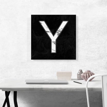 Classy Black White Marble Alphabet Letter Y