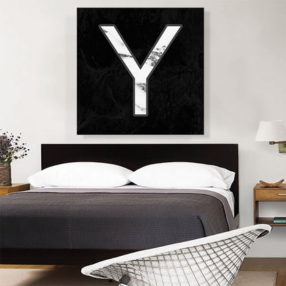 Classy Black White Marble Alphabet Letter Y