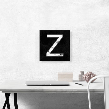 Classy Black White Marble Alphabet Letter Z