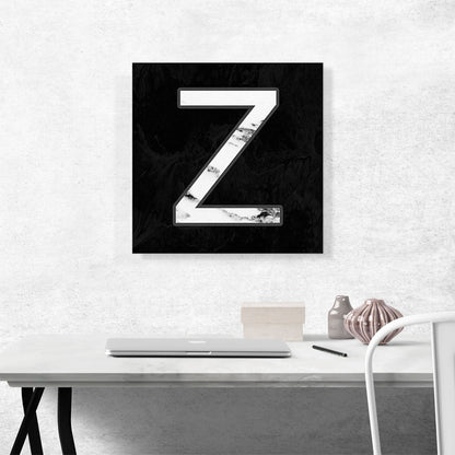 Classy Black White Marble Alphabet Letter Z