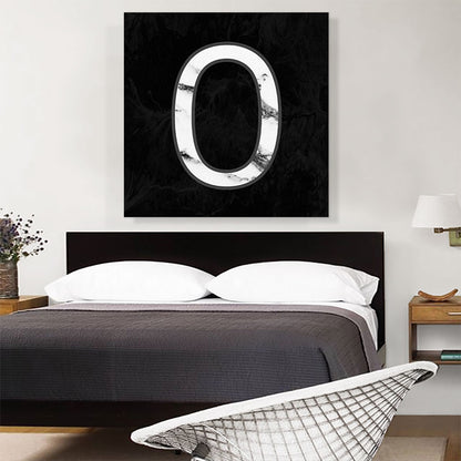 Classy Black White Marble Alphabet Number 0 Zero Numeral