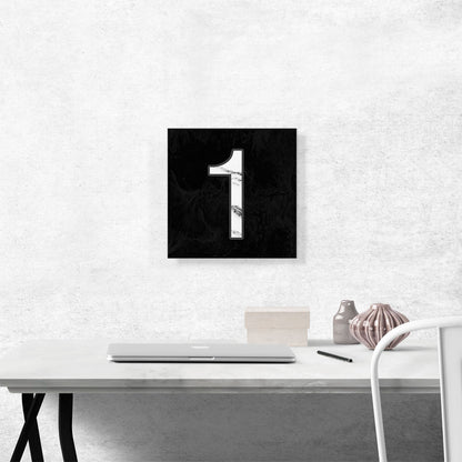 Classy Black White Marble Alphabet Number 1 One Numeral