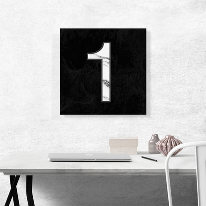 Classy Black White Marble Alphabet Number 1 One Numeral