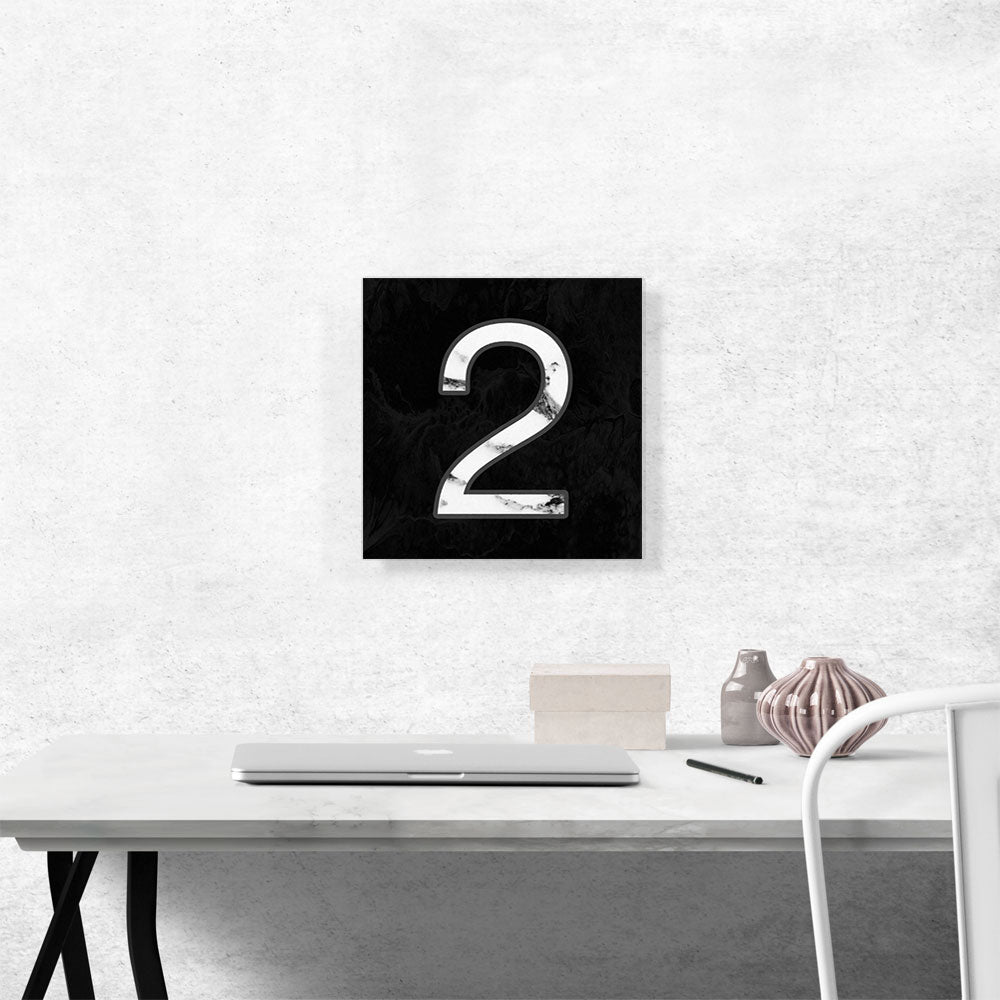 Classy Black White Marble Alphabet Number 2 Two Numeral