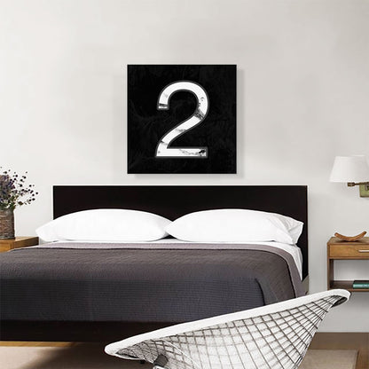 Classy Black White Marble Alphabet Number 2 Two Numeral