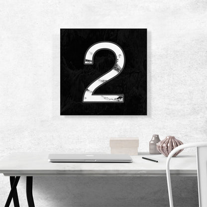 Classy Black White Marble Alphabet Number 2 Two Numeral