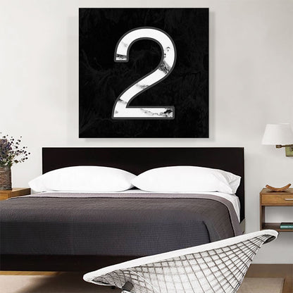 Classy Black White Marble Alphabet Number 2 Two Numeral