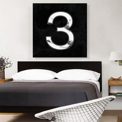 Classy Black White Marble Alphabet Number 3 Three Numeral