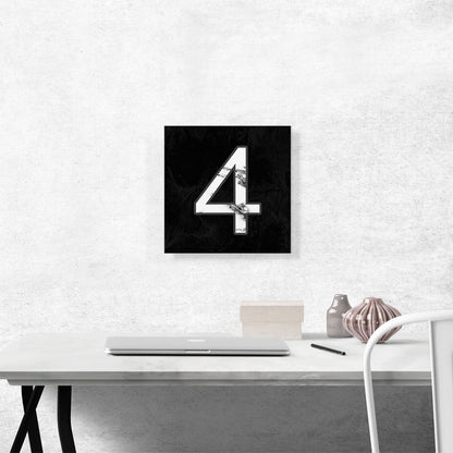 Classy Black White Marble Alphabet Number 4 Four Numeral