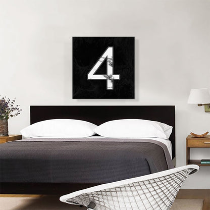 Classy Black White Marble Alphabet Number 4 Four Numeral