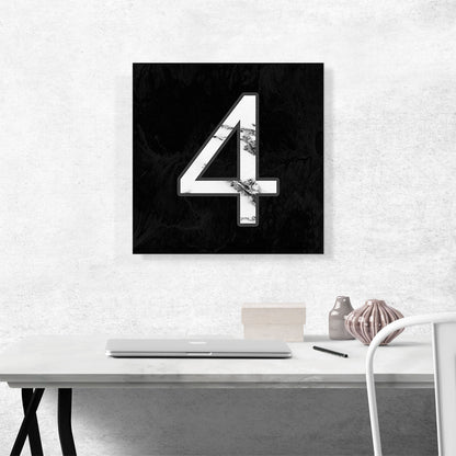Classy Black White Marble Alphabet Number 4 Four Numeral