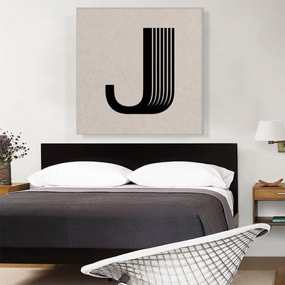 Beige Black Line Alphabet Letter J