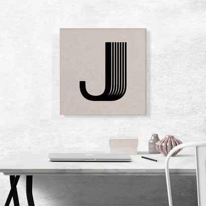Beige Black Line Alphabet Letter J