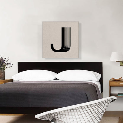 Beige Black Line Alphabet Letter J