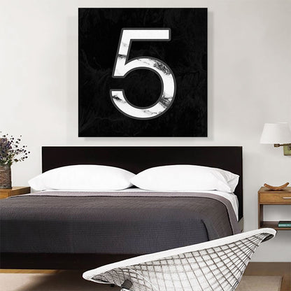Classy Black White Marble Alphabet Number 5 Five Numeral
