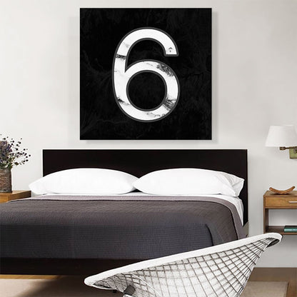 Classy Black White Marble Alphabet Number 6 Six Numeral