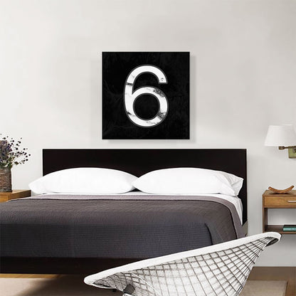 Classy Black White Marble Alphabet Number 6 Six Numeral