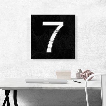 Classy Black White Marble Alphabet Number 7 Seven Numeral