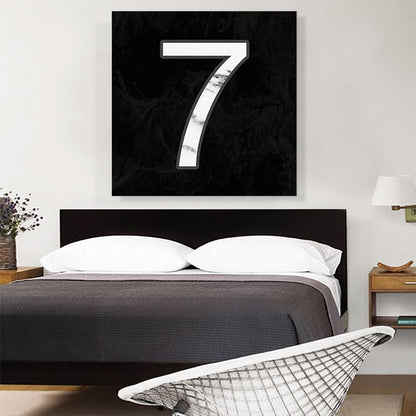Classy Black White Marble Alphabet Number 7 Seven Numeral