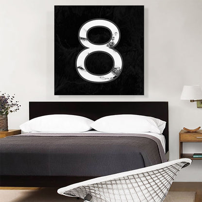 Classy Black White Marble Alphabet Number 8 Eight Numeral